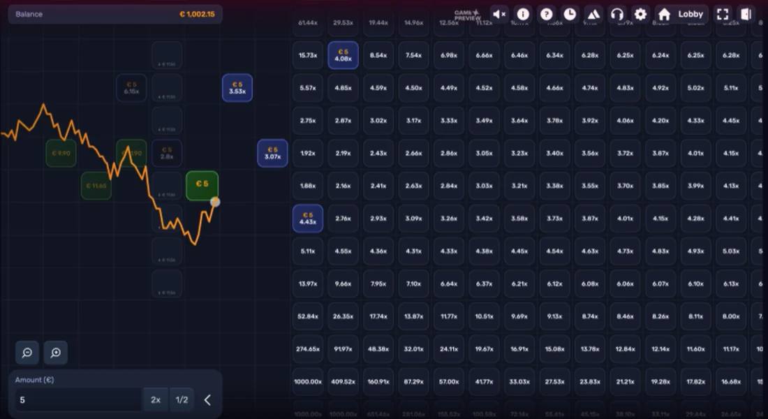 Arrow Chase demo preview — real-time multiplier blocks and betting interface